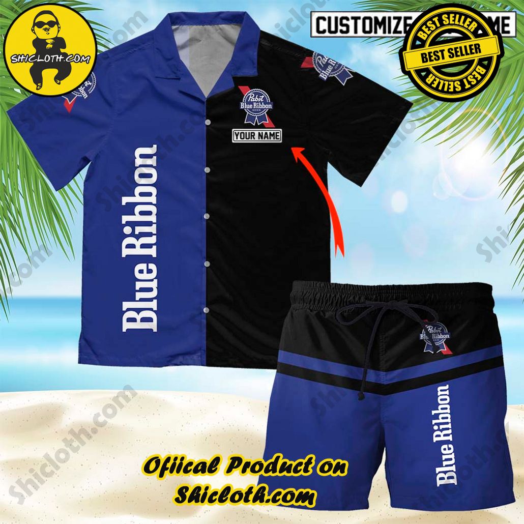 Unleash Your Inner Islander: Shicloth's Hawaiian Beach Shirts For Men 78 Personalized Multicolor Pabst Blue Ribbon Button Beach Shirts For Men Shorts