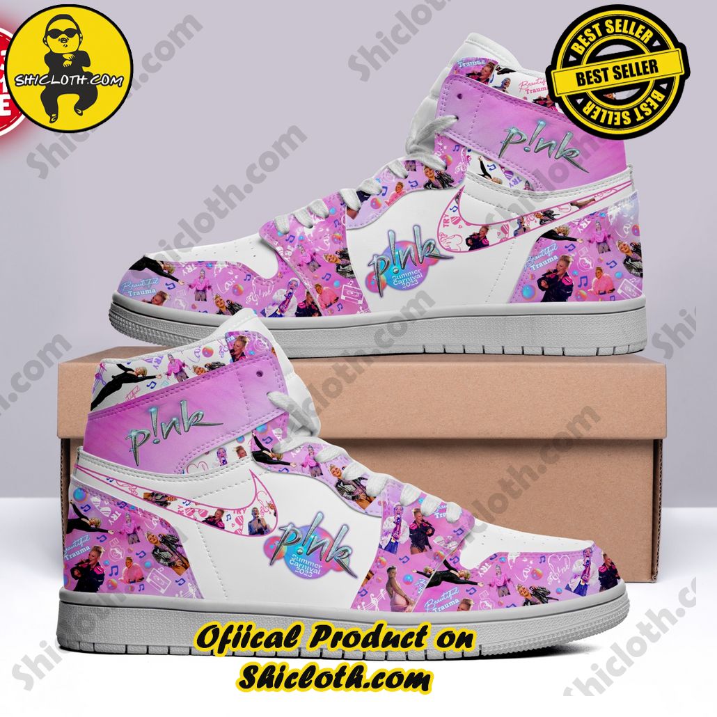 Pink Summer Carnival Tour 2023 Nike Air Jordan 1, Hightop Sneakers