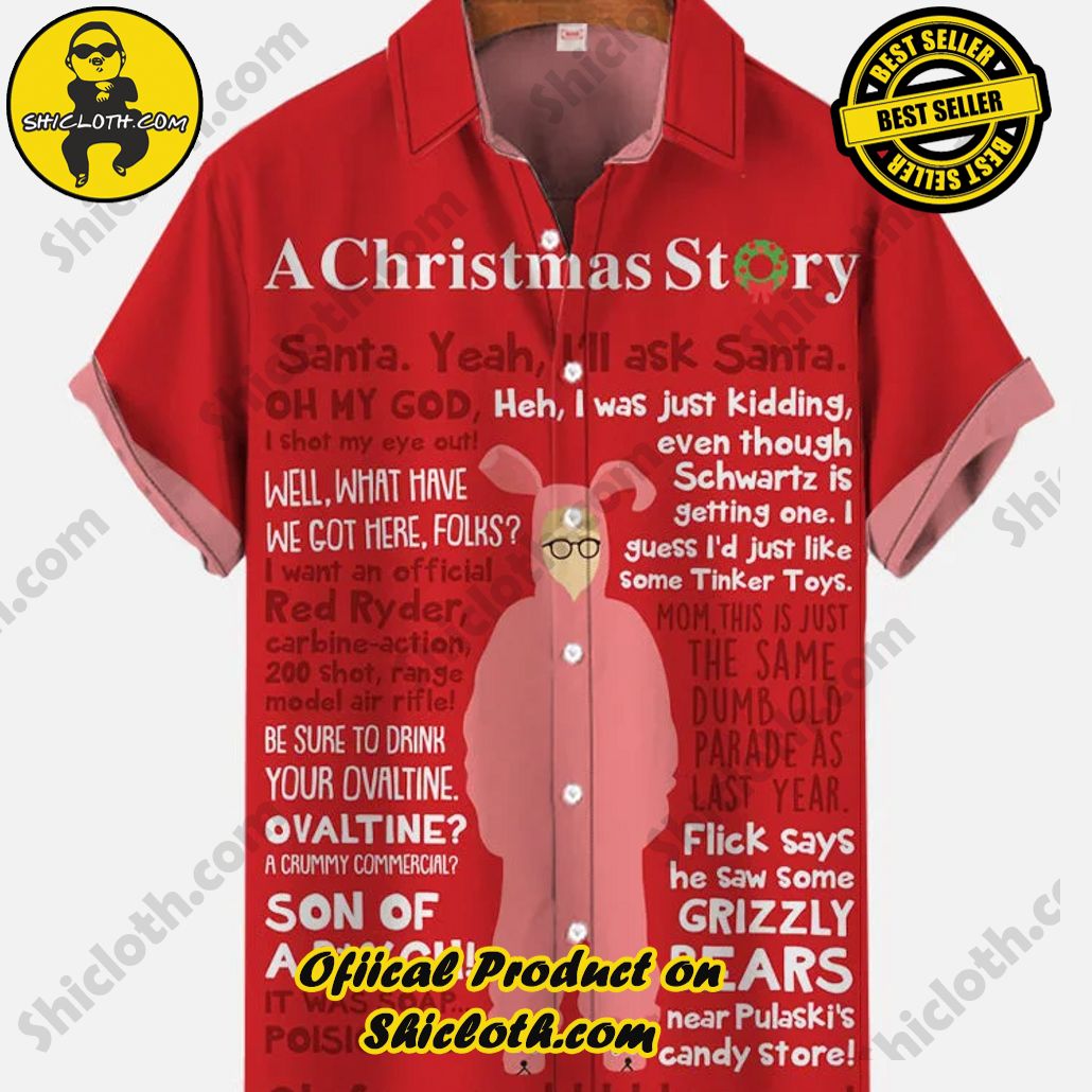Shicloth Short Sleeve Shirts: Stay Cool and Look Sharp This Summer 33 Red Retro Christmas Poster A Christmas Story Pink Bunny Man Printing Short Sleeve Shirt