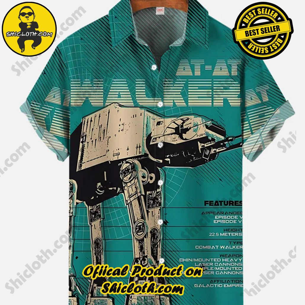 Shicloth Short Sleeve Shirts: The Perfect Way to Stay Cool and Comfortable on Your Beach Vacation 36 Retro Cyan Poster Space Wars Armed Walker Printing Short Sleeve Shirt