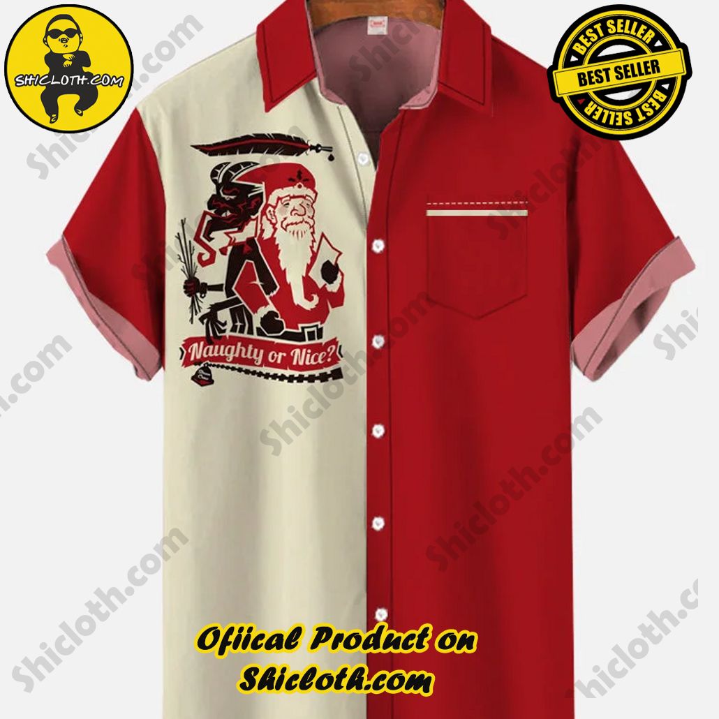Shicloth Short Sleeve Shirts: The Perfect Way to Stay Cool and Comfortable on Your Beach Vacation 40 Retro Red And Wheat Stitching Christmas Santa Claus Printing Breast Pocket Short Sleeve Shirt