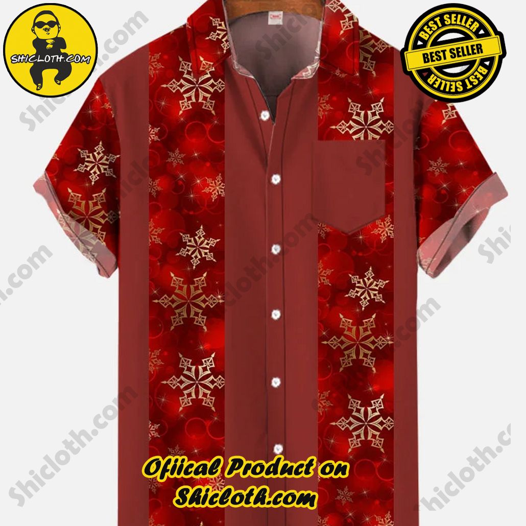 Shicloth Short Sleeve Shirts: The Perfect Way to Stay Cool and Comfortable on Your Beach Vacation 41 Retro Red Striped Bubbles And Snowflakes Christmas Printing Breast Pocket Short Sleeve Shirt