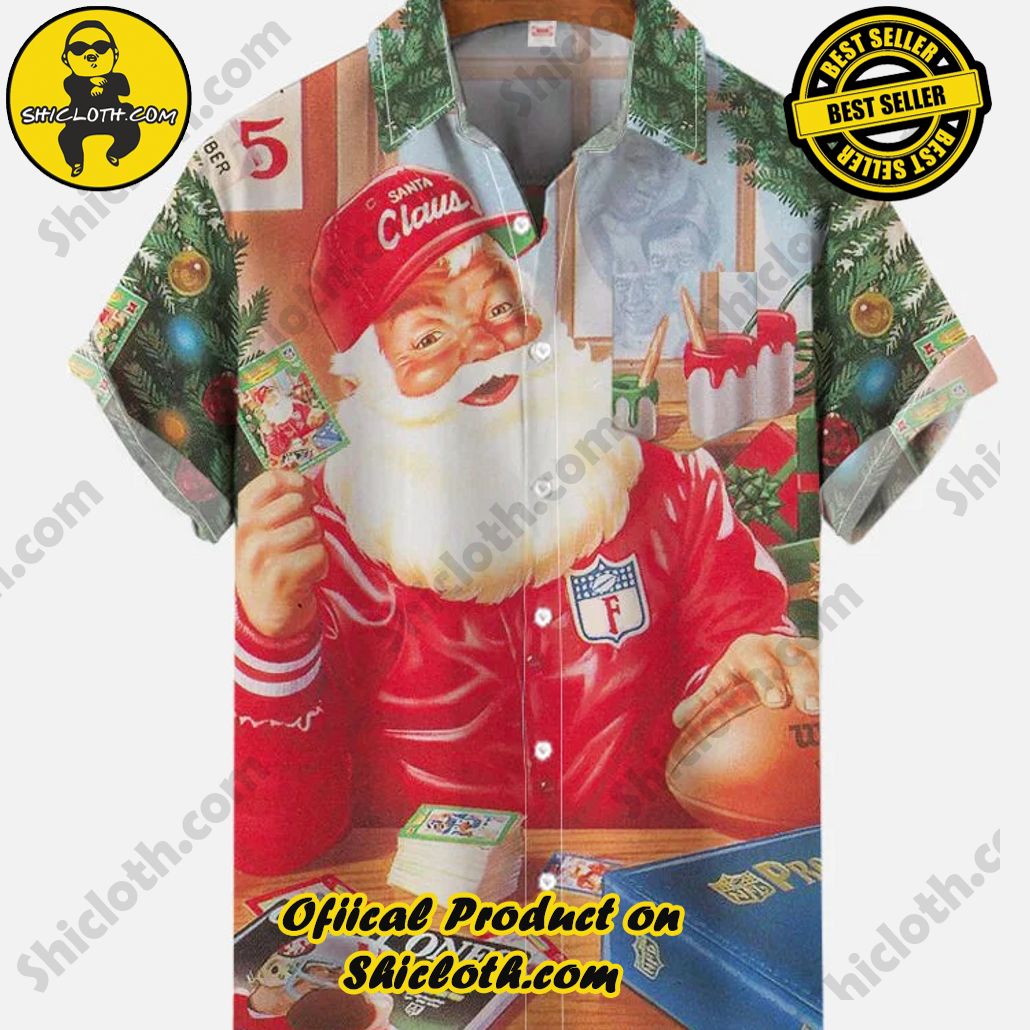 Shicloth Short Sleeve Shirts: The Perfect Way to Stay Cool and Comfortable on Your Beach Vacation 45 Retro Traditional Christmas Rugby Team Santa Printing Breast Pocket Short Sleeve Shirt