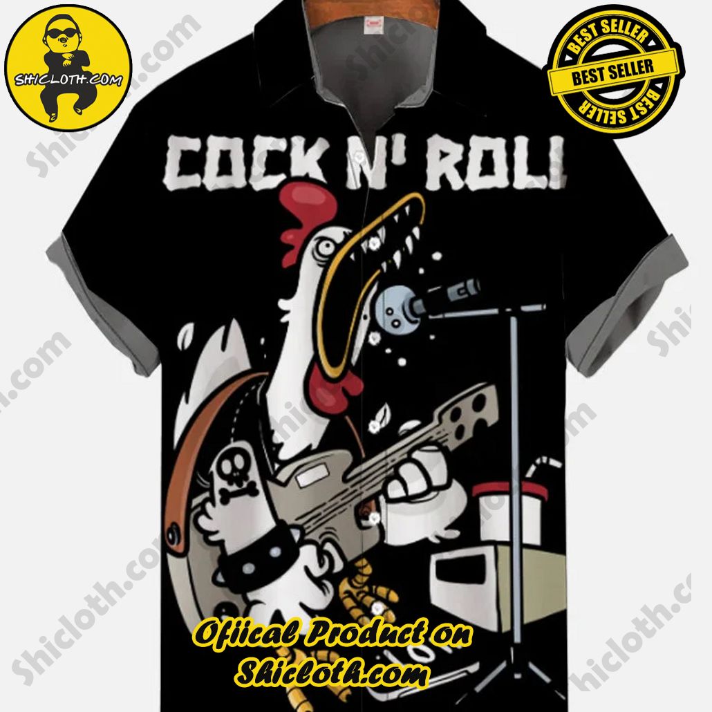 Shicloth Short Sleeve Shirts: The Perfect Way to Stay Cool and Comfortable on Your Beach Vacation 46 Rock Chicken Star Playing Guitar Printing Short Sleeve Shirt