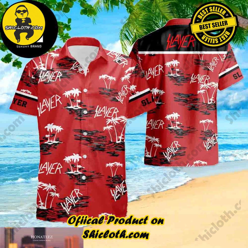 Tropical Vibes: Explore Shicloth's Hawaiian Shirt Collection 56 Slayer With Coconut Tree Pattern 2024 Summer Trending Ver 2 Hawaiian Shirt