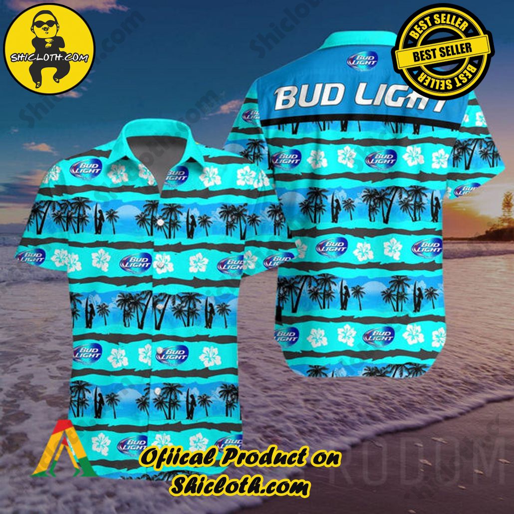Discover Paradise: Shicloth's Button Shirt - Hawaiian Shirt 88 Tropical Beach Bud Light Button Shirt - Hawaiian Shirt