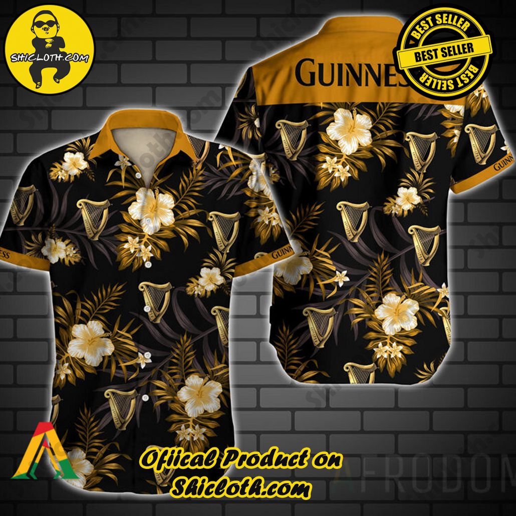Discover Paradise: Shicloth's Button Shirt - Hawaiian Shirt 92 Tropical Guinness Beer Button Shirt - Hawaiian Shirt