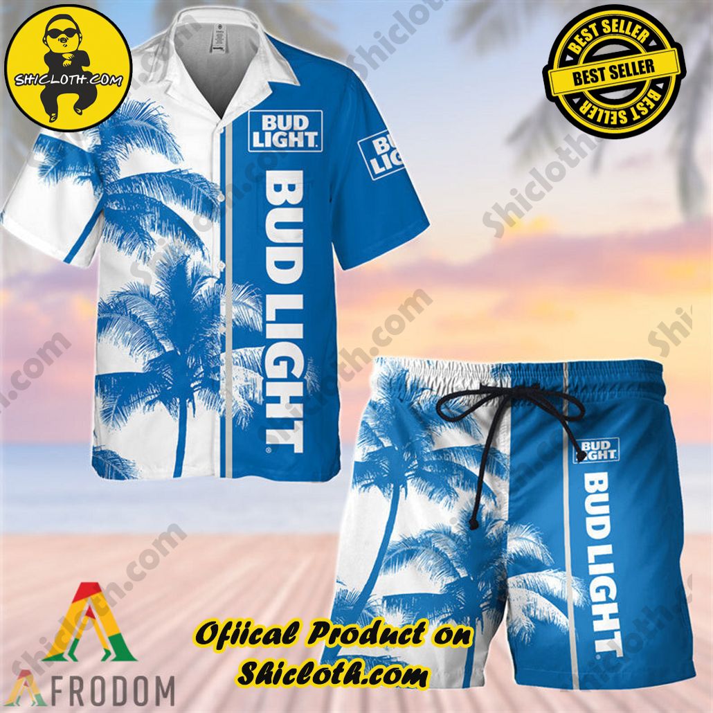 Unleash Your Inner Islander: Shicloth's Hawaiian Beach Shirts For Men 99 Tropical Palm Bud Light Hawaiian Beach Shirts For Men