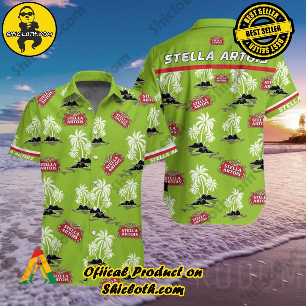 Discover Paradise: Shicloth's Button Shirt - Hawaiian Shirt 96 Tropical Stella Artois Button Shirt - Hawaiian Shirt
