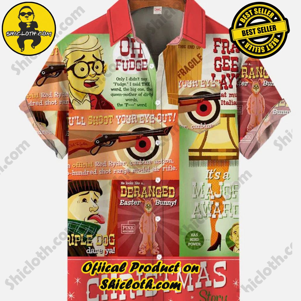 Shicloth Short Sleeve Shirts: Stay Cool and Look Sharp This Summer 59 Vintage Christmas Poster Stitched With Leg Lights And Guns Printing Breast Pocket Short Sleeve Shirt