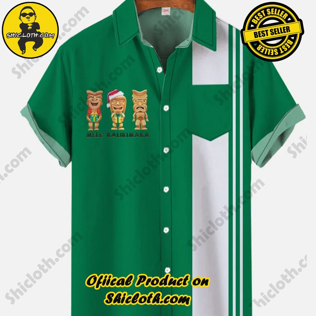 Shicloth Short Sleeve Shirts: Stay Cool and Look Sharp This Summer 62 Vintage Green And White Stripes Christmas Tikis Printing Breast Pocket Short Sleeve Shirt