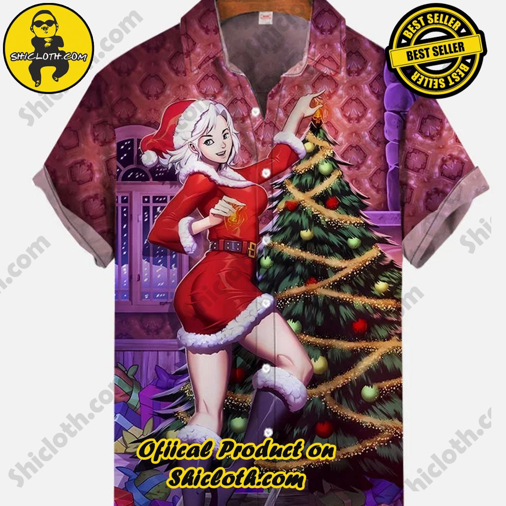 Shicloth Short Sleeve Shirts: The Perfect Way to Stay Cool and Comfortable on Your Beach Vacation 71 Vintage Pin Up Art Christmas Girl Decorating Star Of Bethlehem For Christmas Tree Printing Short Sleeve Shirt