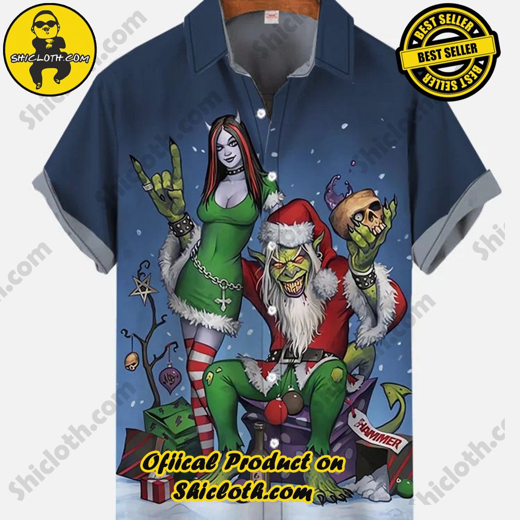 Shicloth Short Sleeve Shirts: Stay Cool and Look Sharp This Summer 77 Vintage Pin Up Art Green Monster Santa Claus And Monster Beauty Printing Short Sleeve Shirt