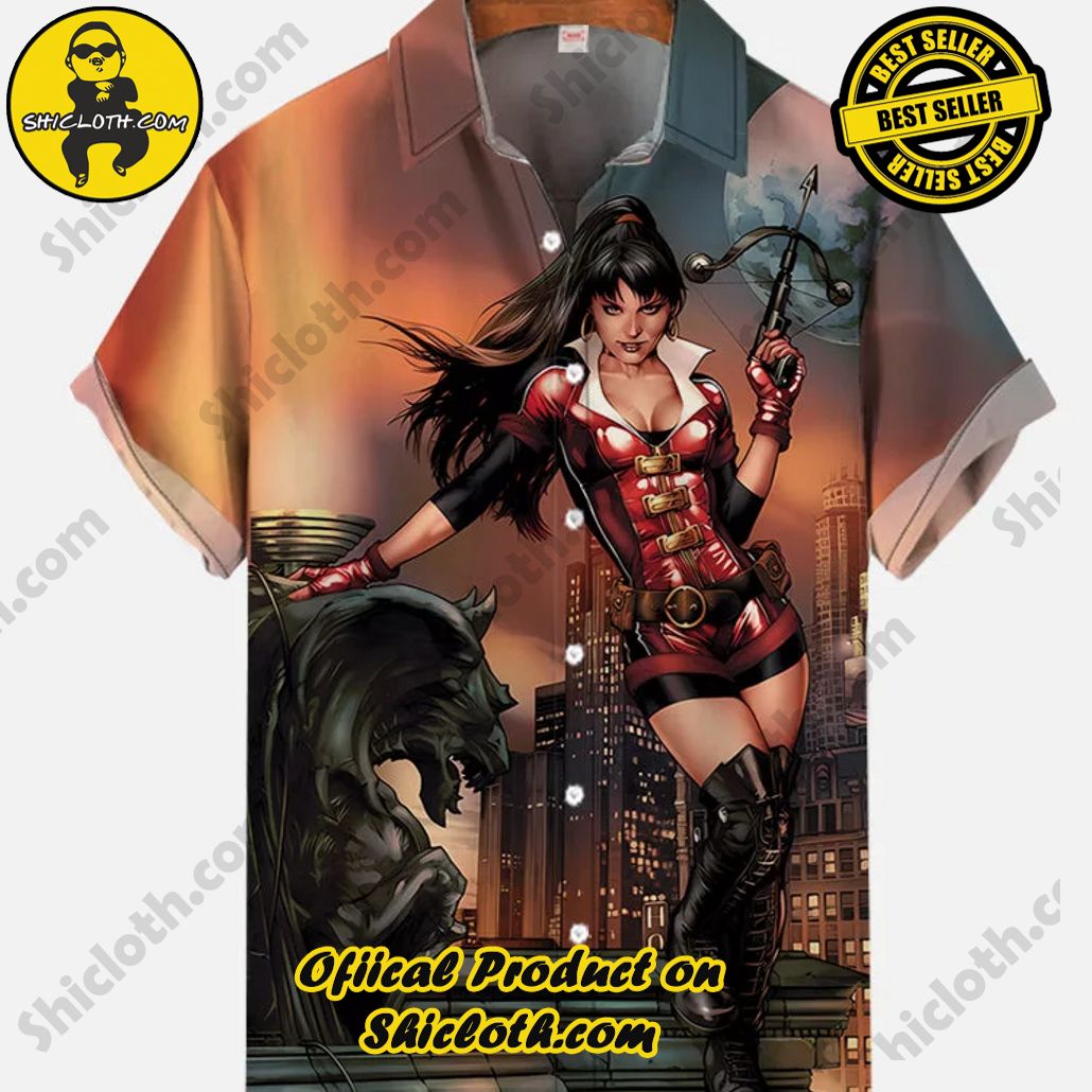 Shicloth Short Sleeve Shirts: The Perfect Way to Stay Cool and Comfortable on Your Beach Vacation 91 Vintage Pin Up Art Sexy Crossbow Lady And The Beast Printing Short Sleeve Shirt