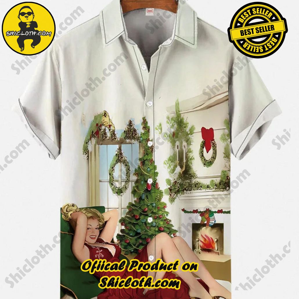 Shicloth Short Sleeve Shirts: Stay Cool and Look Sharp This Summer 86 Vintage Pin Up Art Sexy Santa Girl Christmas Hawaiian Printing Short Sleeve Shirt