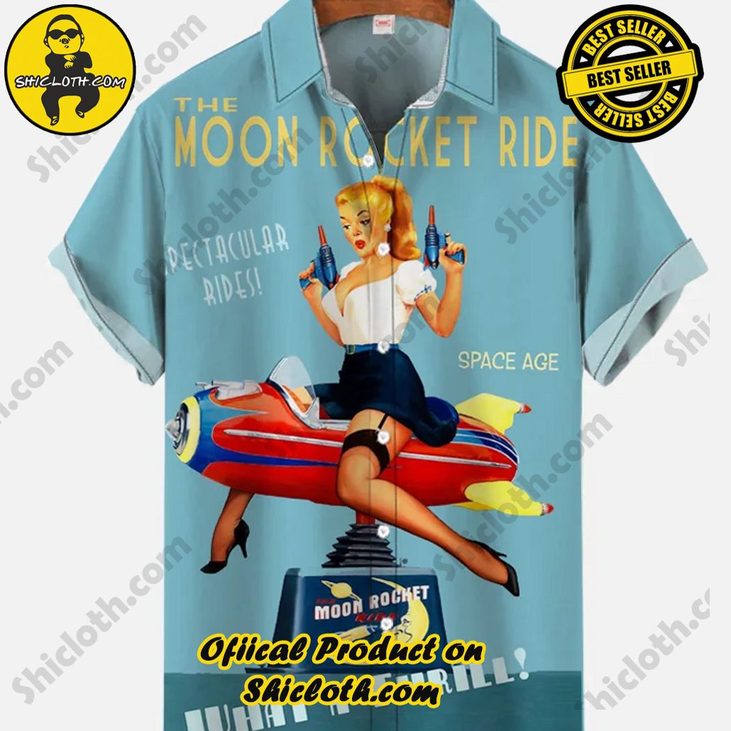 Shicloth Short Sleeve Shirts: Stay Cool and Look Sharp This Summer 91 Vintage Pin Up Girl Poster Cartoon Toy Rocket Moon Travel Printing Short Sleeve Shirt