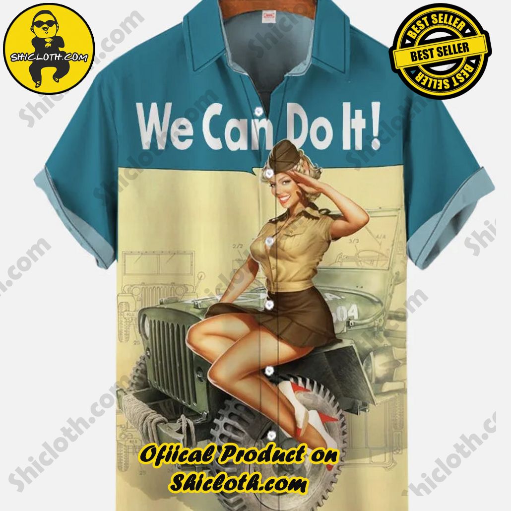 Shicloth Short Sleeve Shirts: Stay Cool and Look Sharp This Summer 95 Vintage Pin Up Girl Poster We Can Do It Beauty And Old-Fashioned Military Pickup Printing Short Sleeve Shirt