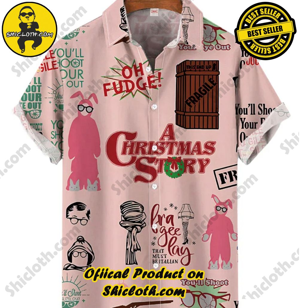 Shicloth Short Sleeve Shirts: Stay Cool and Look Sharp This Summer 96 Vintage Pink Poster Christmas Story Box And Pink Bunny Man Printing Short Sleeve Shirt
