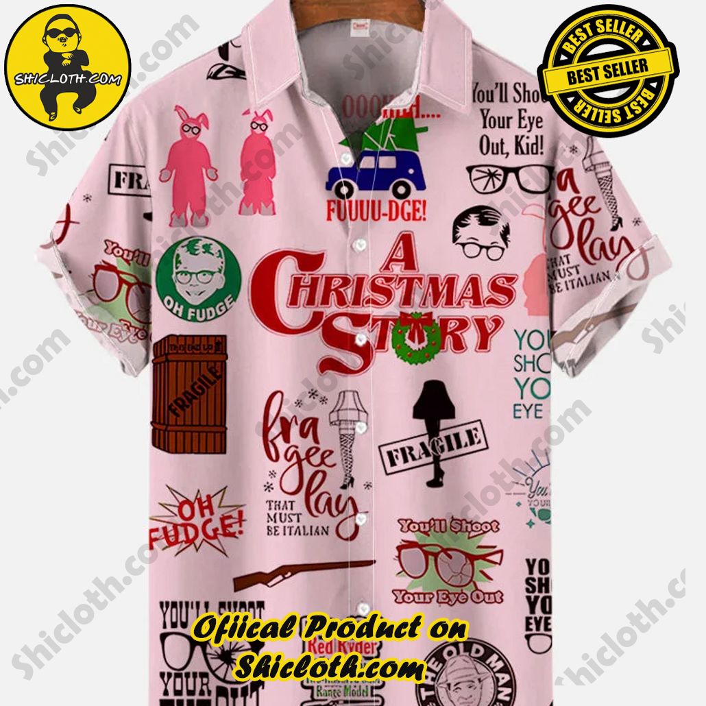 Shicloth Short Sleeve Shirts: Stay Cool and Look Sharp This Summer 97 Vintage Pink Poster Christmas Story Leg Lamp And Glasses Printing Short Sleeve Shirt