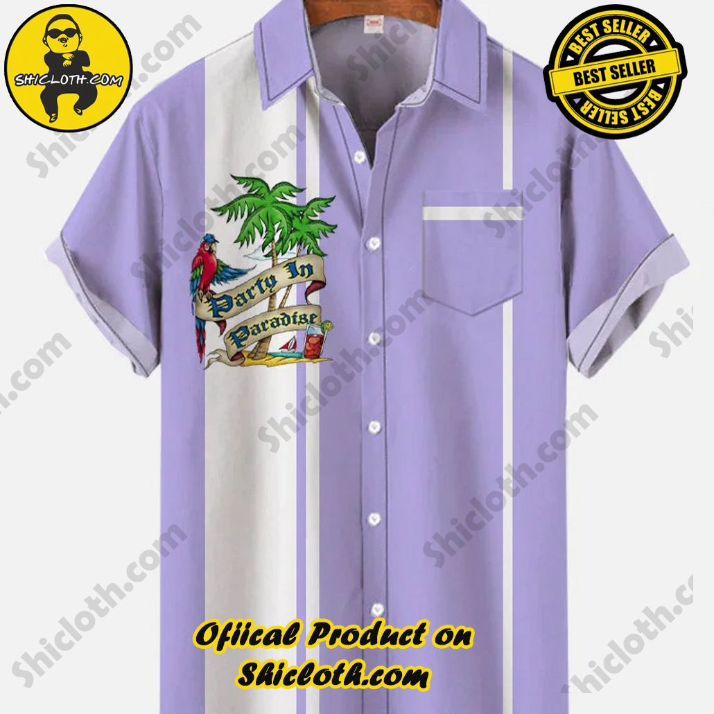 Shicloth Short Sleeve Shirts: Stay Cool and Look Sharp This Summer 99 Vintage Purple And White Stripes Party In Paradise Printing Breast Pocket Short Sleeve Shirt