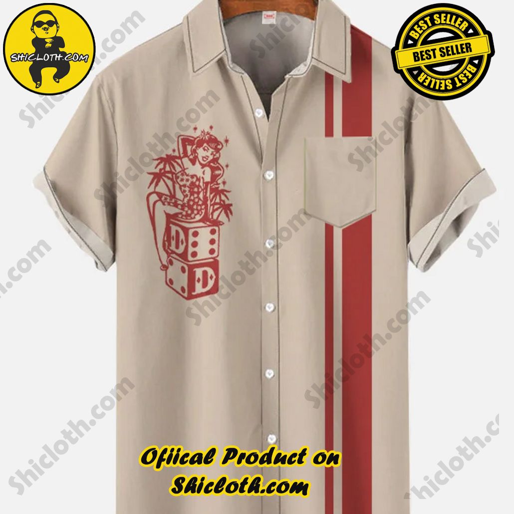 Shicloth Short Sleeve Shirts: The Perfect Way to Stay Cool and Comfortable on Your Beach Vacation 100 Vintage Striped Beauty And Dice Betting Printing Breast Pocket Short Sleeve Shirt