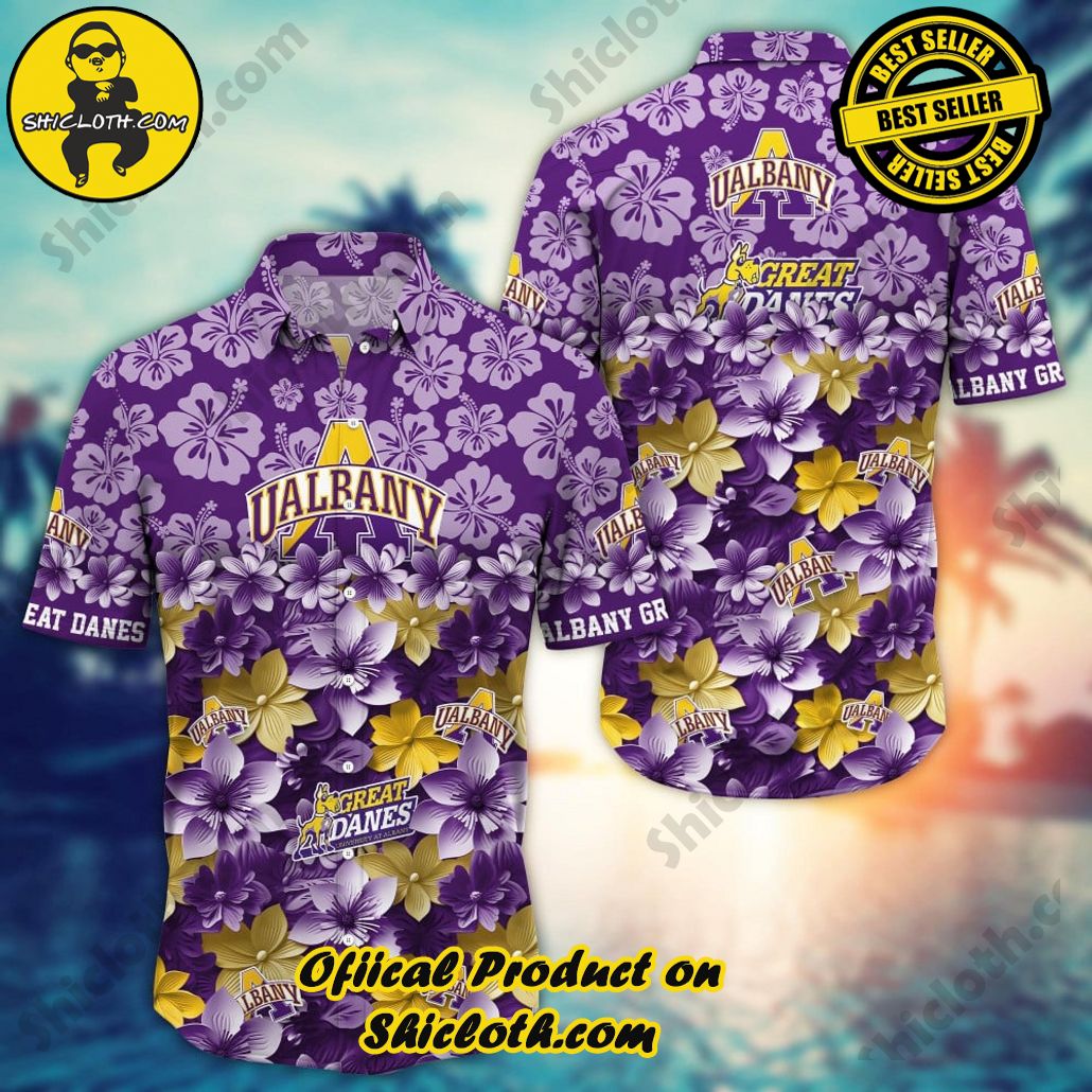 Albany Great Danes NCAA3 Flower Hawaii Shirt And Tshirt For Fans, Summer Football Shirts