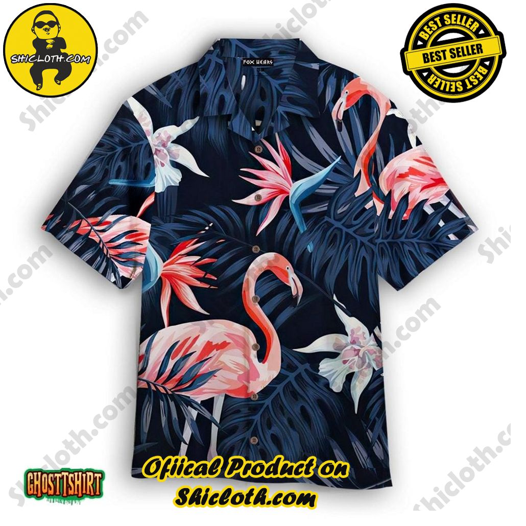 Amazing Tropical Flamingo Blue Aloha Hawaiian Shirt Beach Short