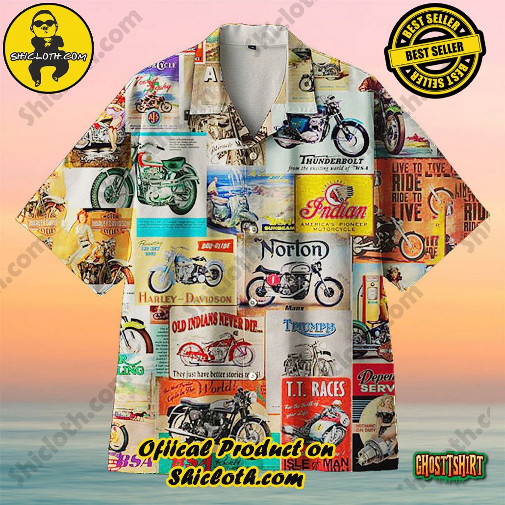 Amazing Vintage Retro Motorcycle Wall Logo Unisex Aloha Hawaiian Shirt Beach Short
