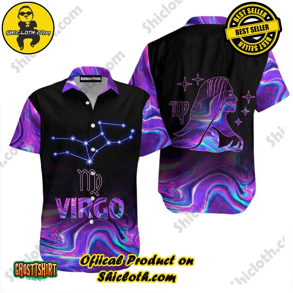 Amazing Virgo Horoscope Zodiac Purple And Black Aloha Hawaiian Shirt Beach Short