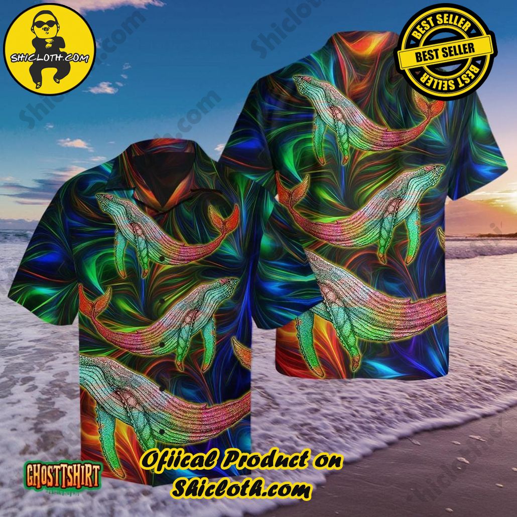 Amazing Whale Hippie Aloha Hawaiian Shirt Beach Short