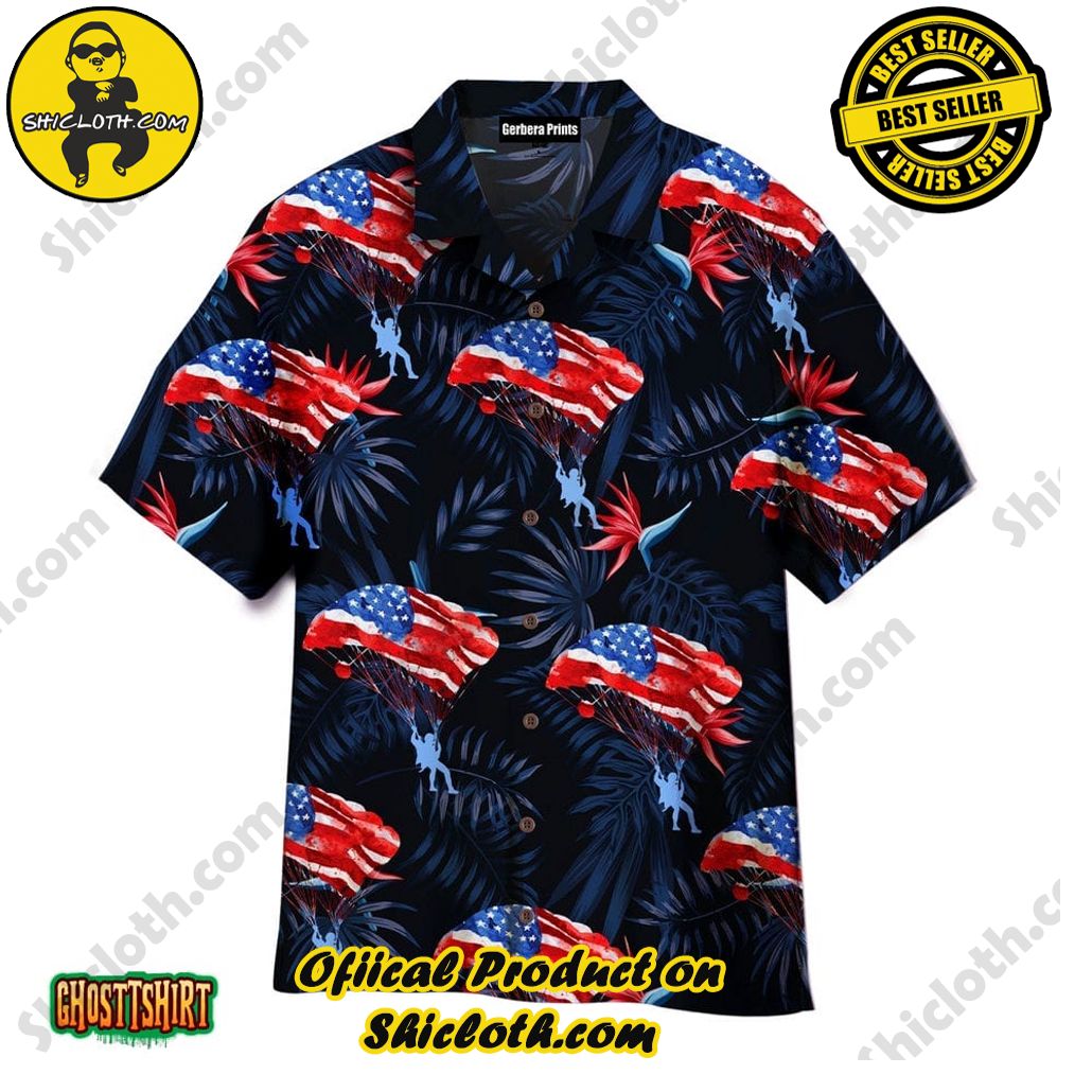 America Flag Flamingo Aloha Hawaiian Shirt Beach Short