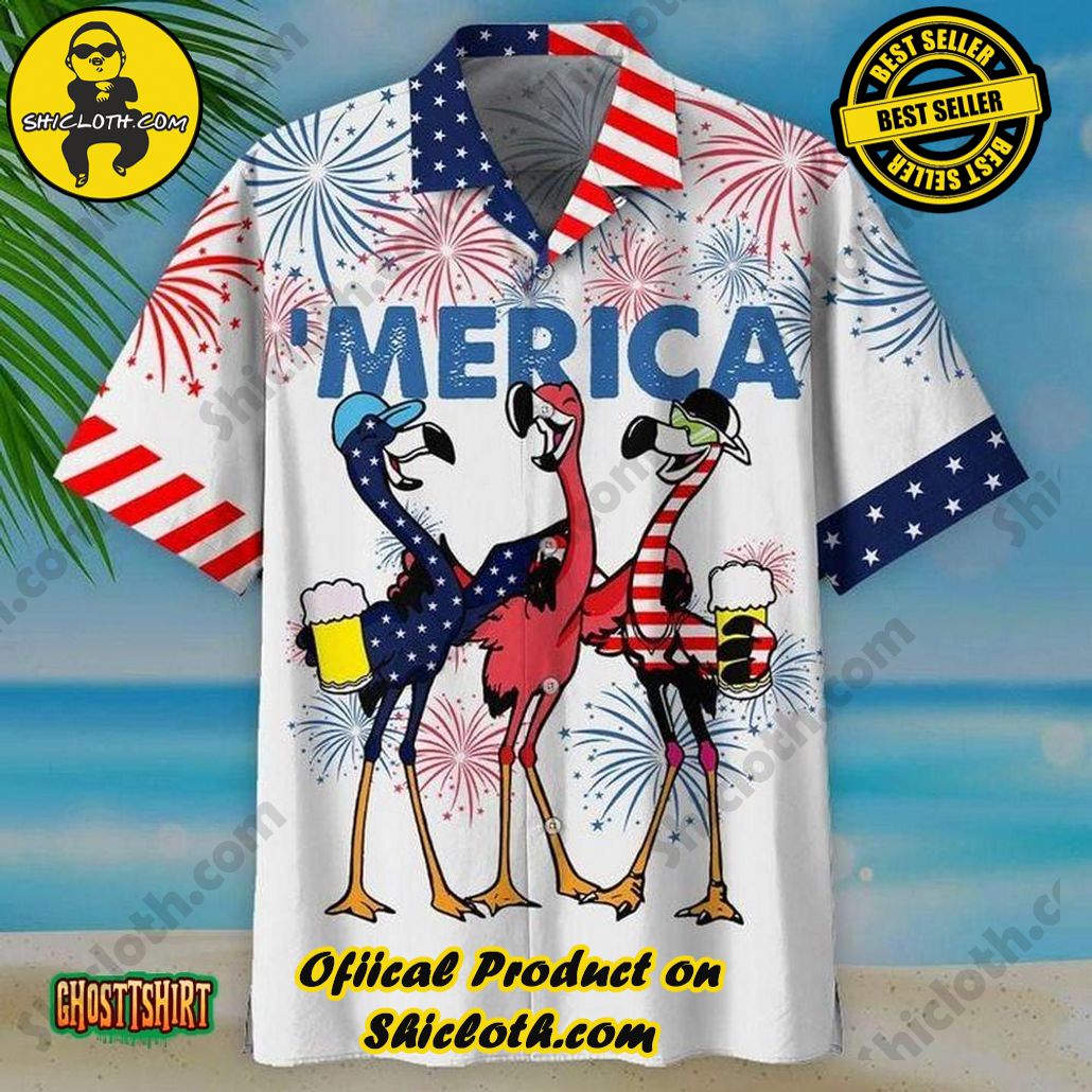 America Flag Skydiving Palm Leaves Floral Pattern Aloha Hawaiian Shirt Beach Short