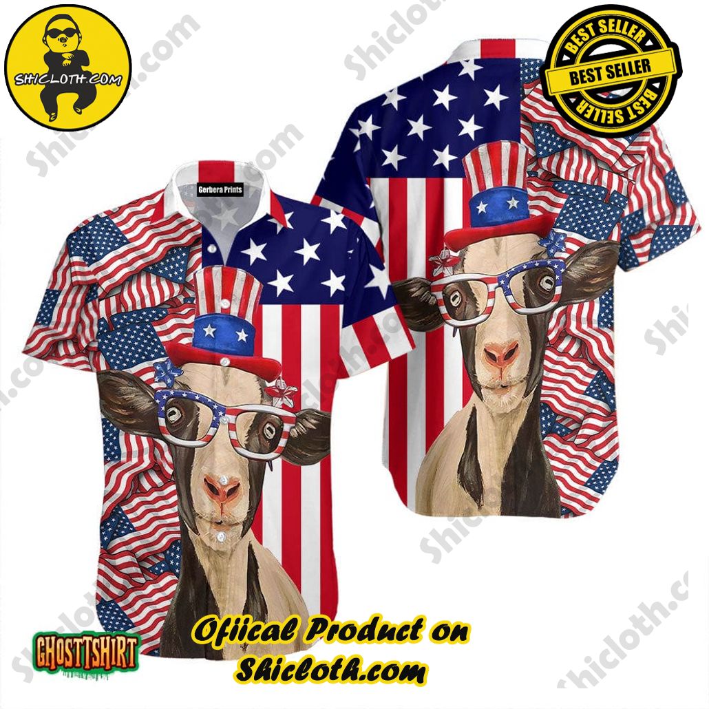 America Goat 4th Of July Hawaii Shirt For Men Women Beach Short