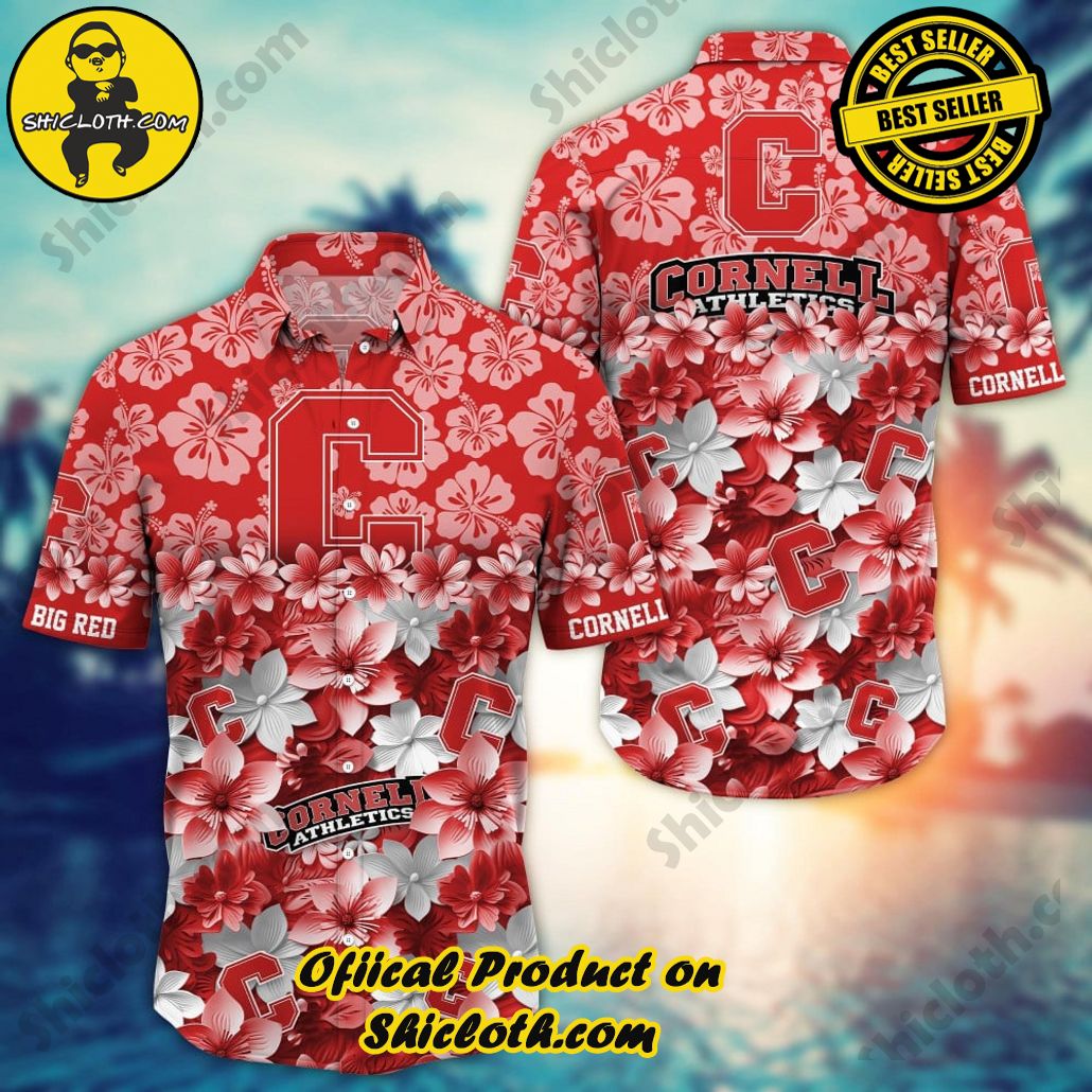 Cornell Big Red NCAA3 Flower Hawaii Shirt And Tshirt For Fans, Summer Football Shirts
