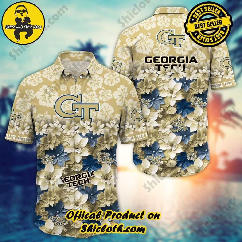 Georgia Tech Yellow Jackets NCAA3 Flower Hawaii Shirt And Tshirt For Fans, Summer Football Shirts