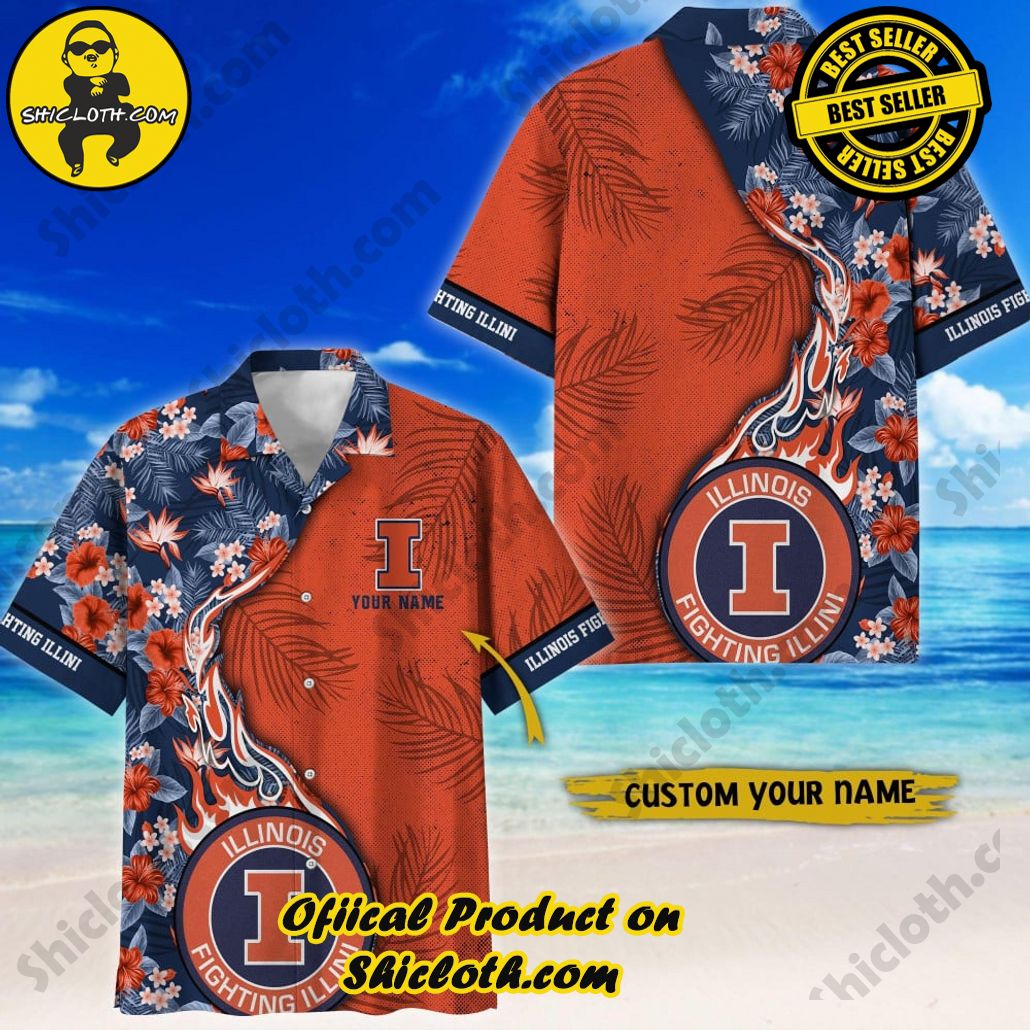 Illinois Fighting Illini | NCAA3 Flower Hawaii Shirt For Fans, Summer Football Shirts