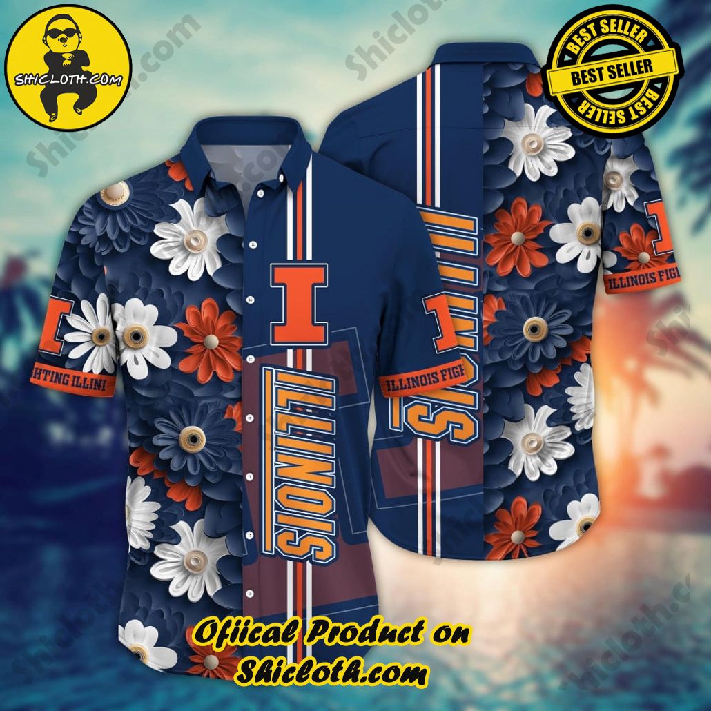 Illinois Fighting Illini NCAA3 Hawaiian Shirt Trending Summer. Gift For Fan