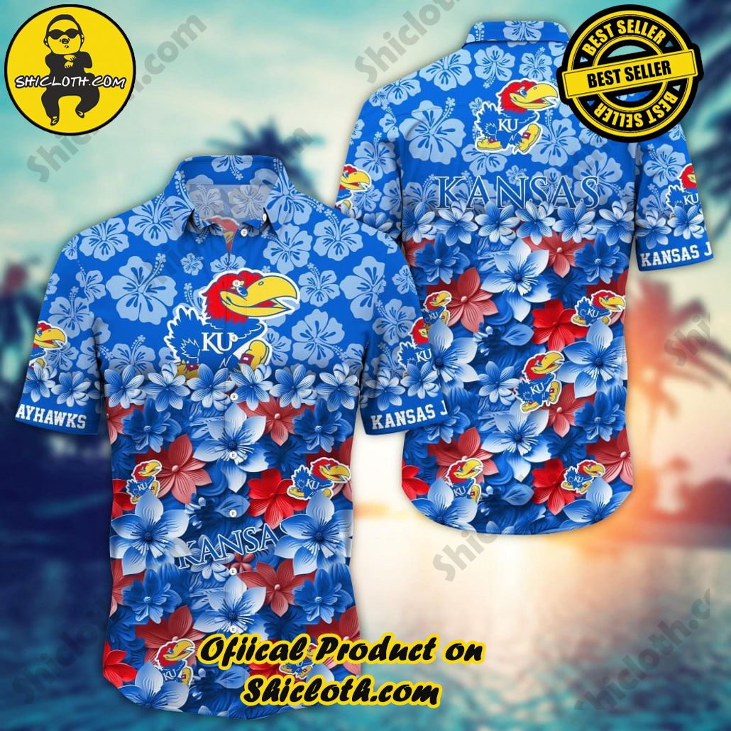 Kansas Jayhawks NCAA2 Flower Hawaii Shirt And Tshirt For Fans, Summer Football Shirts