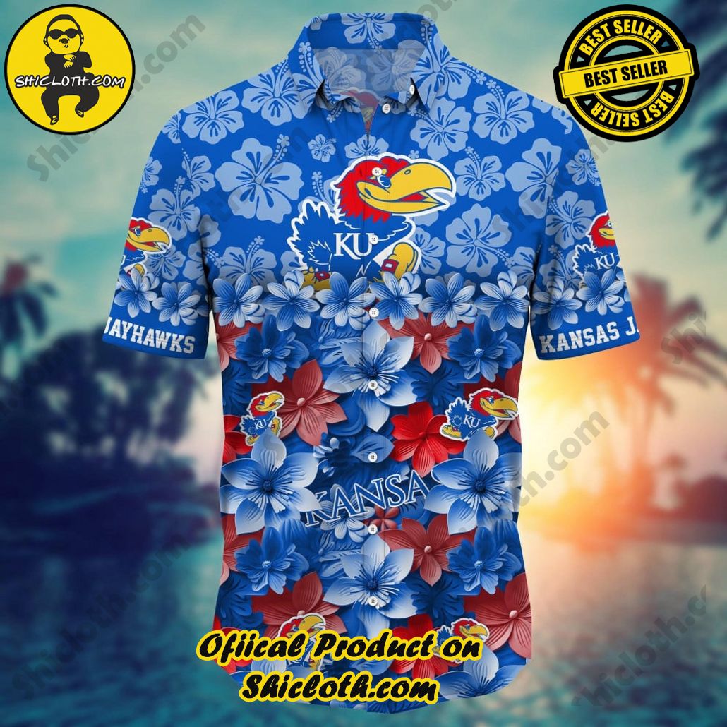 Kansas Jayhawks NCAA2 Flower Hawaii Shirt And Tshirt For Fans, Summer Football Shirts 2 Kansas Jayhawks NCAA2 Flower Hawaii Shirt And Tshirt For Fans, Summer Football Shirts - Image 2