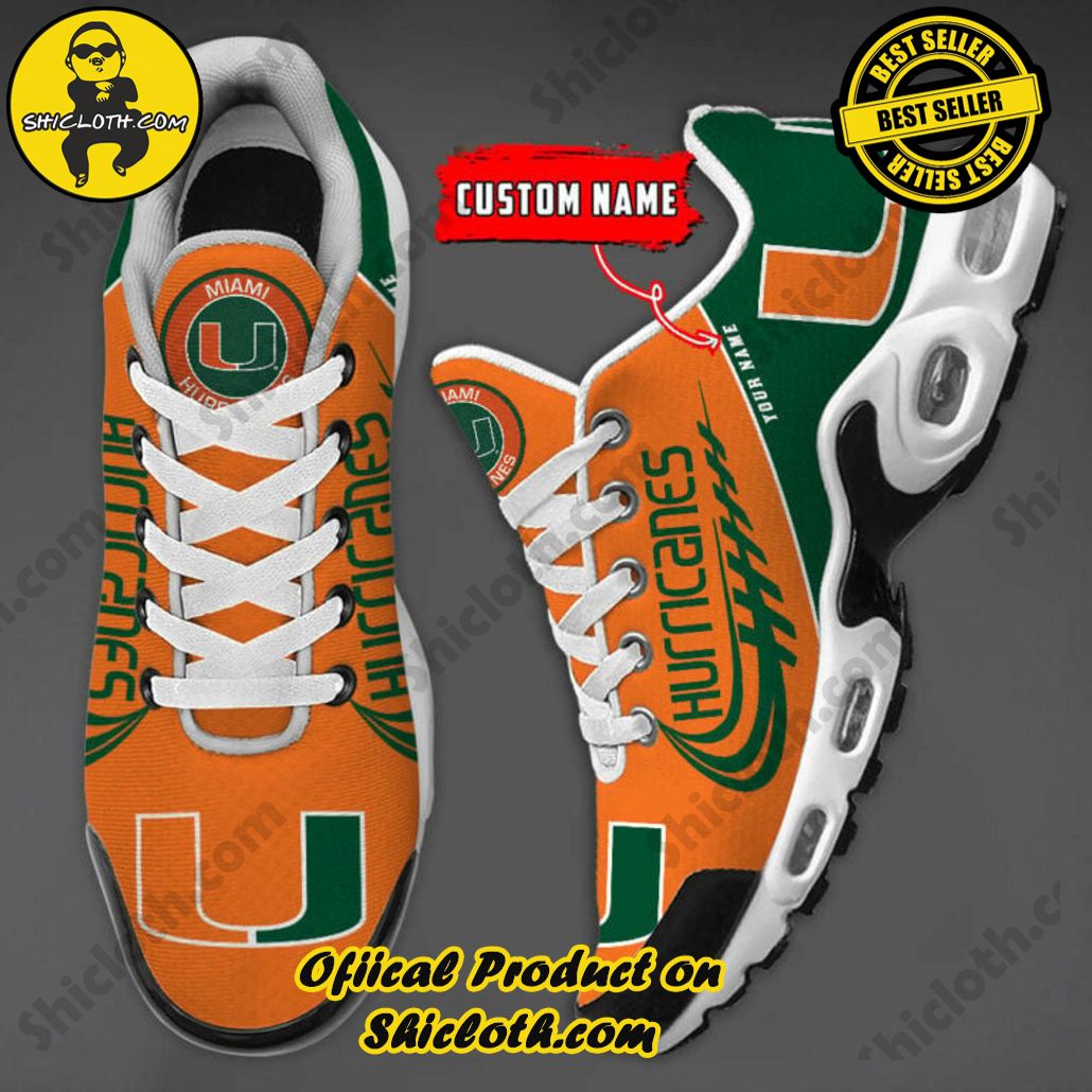 Miami Hurricanes Custom Name Nike TN Shoes 3 Miami Hurricanes Custom Name Nike TN Shoes - Image 3