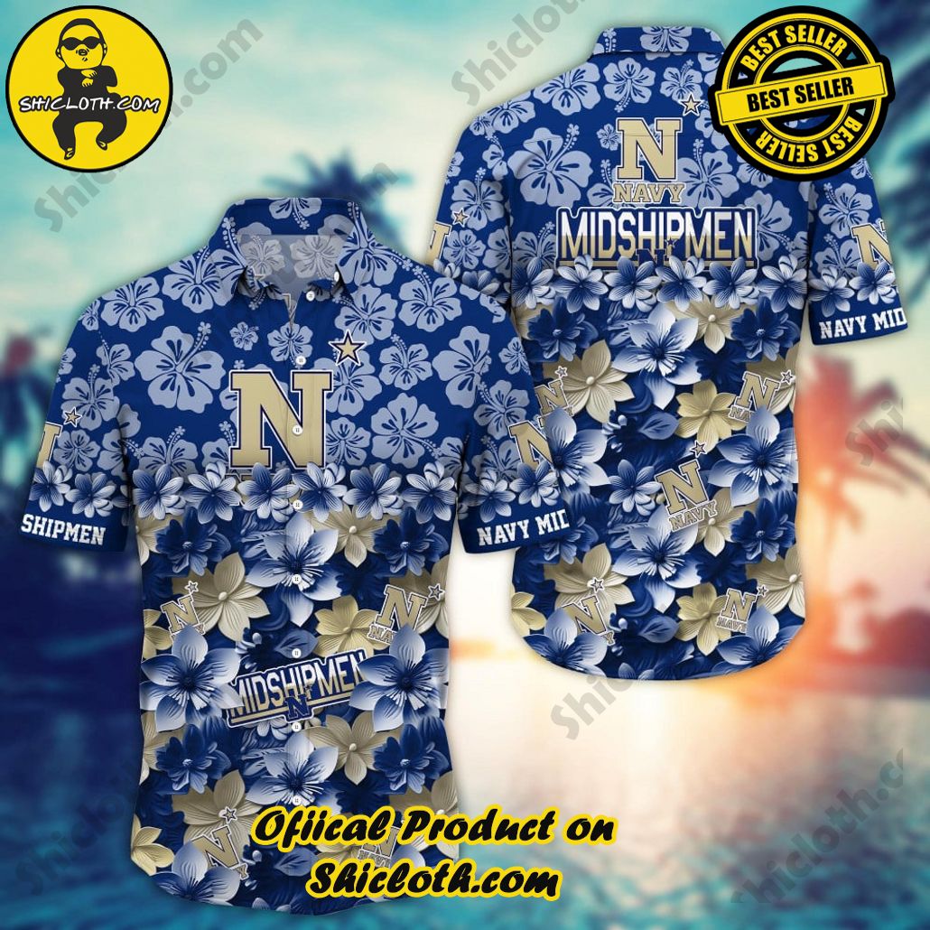Navy Midshipmen NCAA3 Flower Hawaii Shirt And Tshirt For Fans, Summer Football Shirts