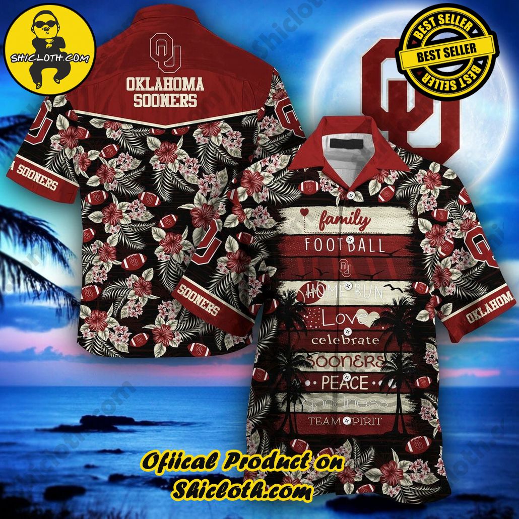 NCAA Oklahoma Sooners Crimson Black Trendy Hawaiian Shirt V2 Aloha Shirt