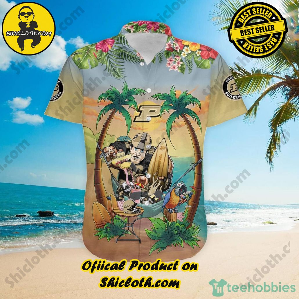NCAA Purdue Boilermakers Custom Name Flamingo Parrot Trendy Hawaiian Shirt Aloha Shirt