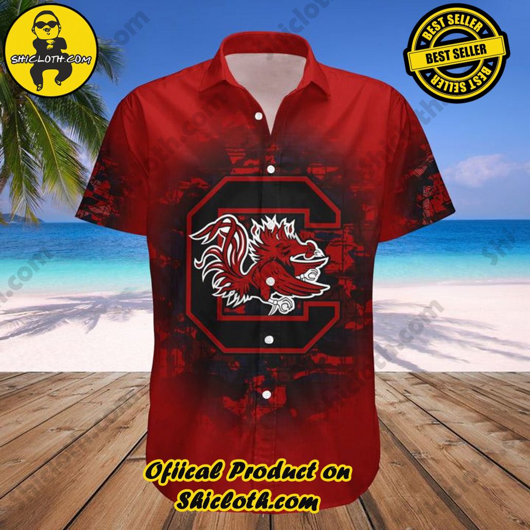 NCAA South Carolina Gamecocks Custom Text Number Red Black Trendy Hawaiian Shirt Aloha Shirt