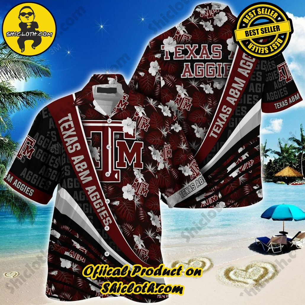 NCAA Texas A&M Aggies Maroon Black Trendy Hawaiian Shirt V2 Aloha Shirt