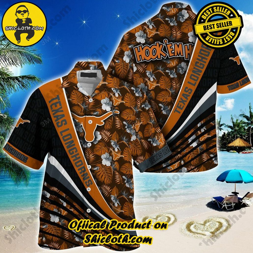 NCAA Texas Longhorns Orange Black Trendy Hawaiian Shirt Aloha Shirt