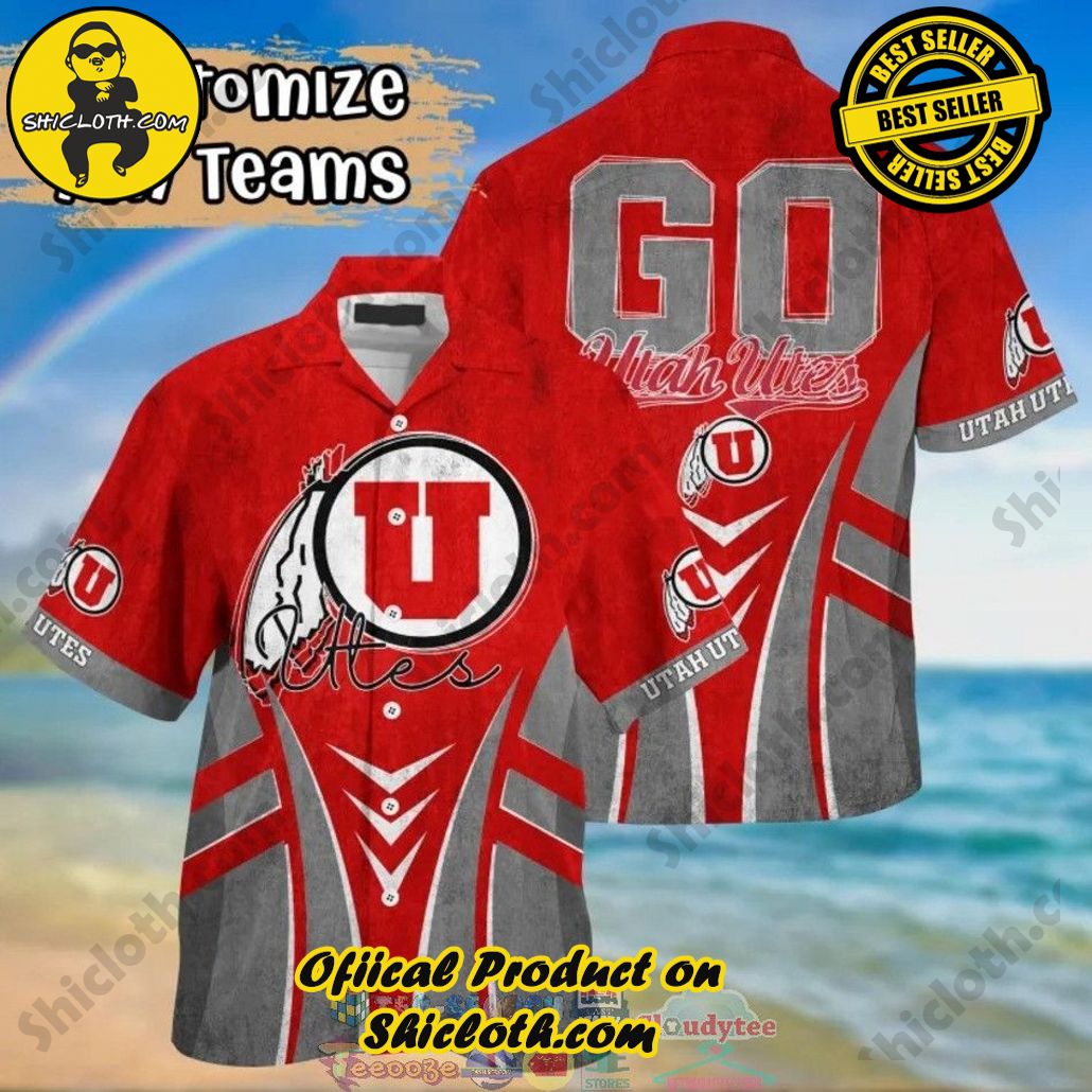 NCAA Utah Utes Grey Go Red Trendy Hawaiian Shirt Aloha Shirt