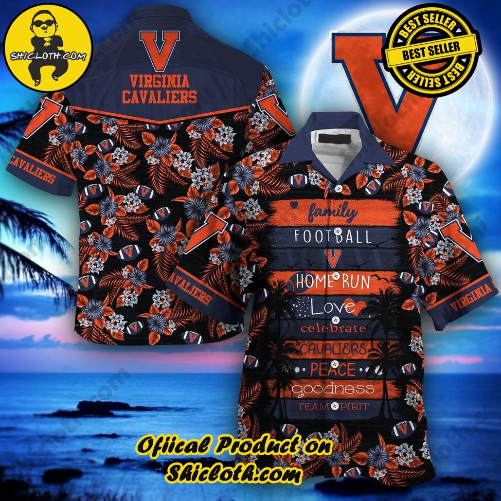 NCAA Virginia Cavaliers Blue Orange Trendy Hawaiian Shirt V3 Aloha Shirt