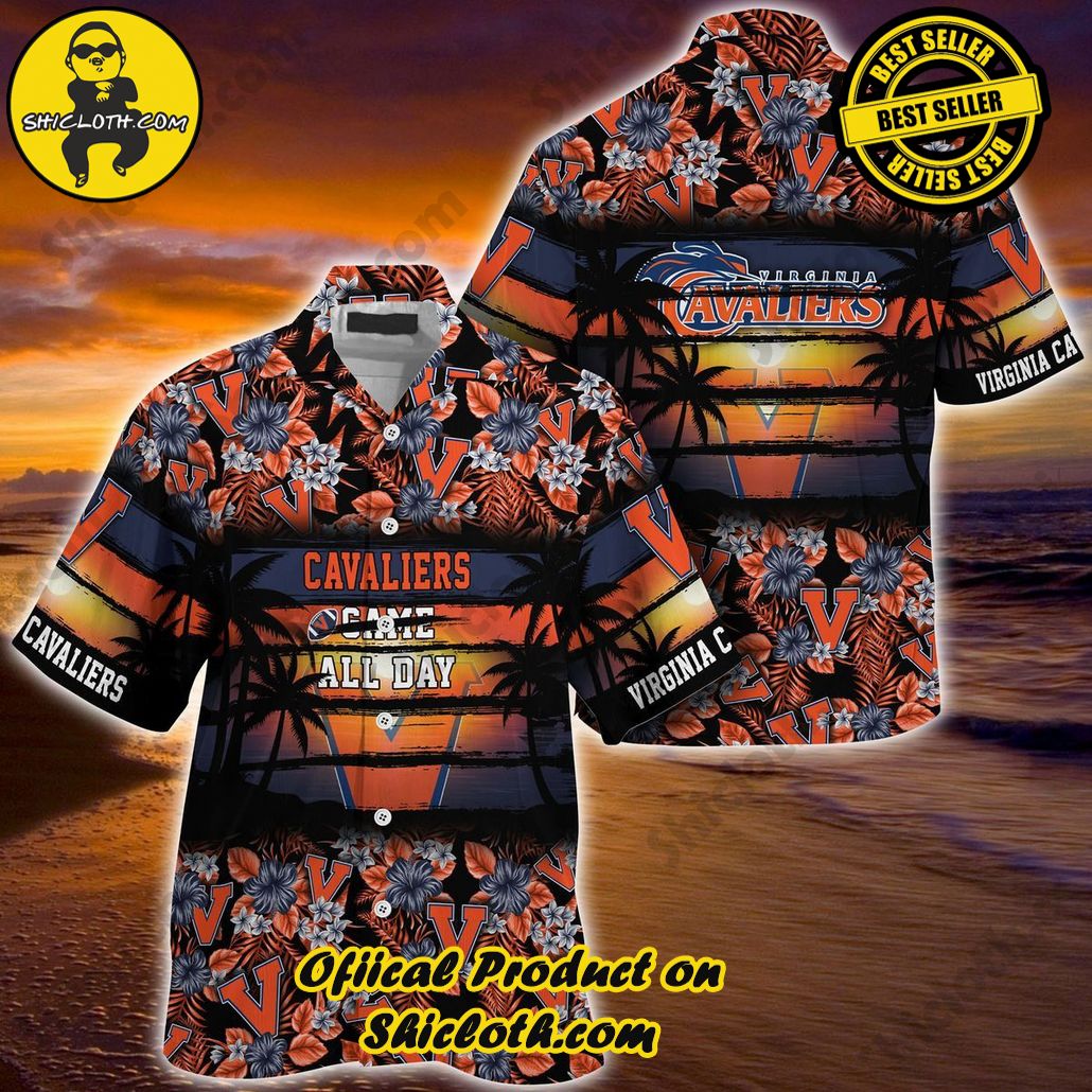 NCAA Virginia Cavaliers Blue Orange Trendy Hawaiian Shirt V4 Aloha Shirt