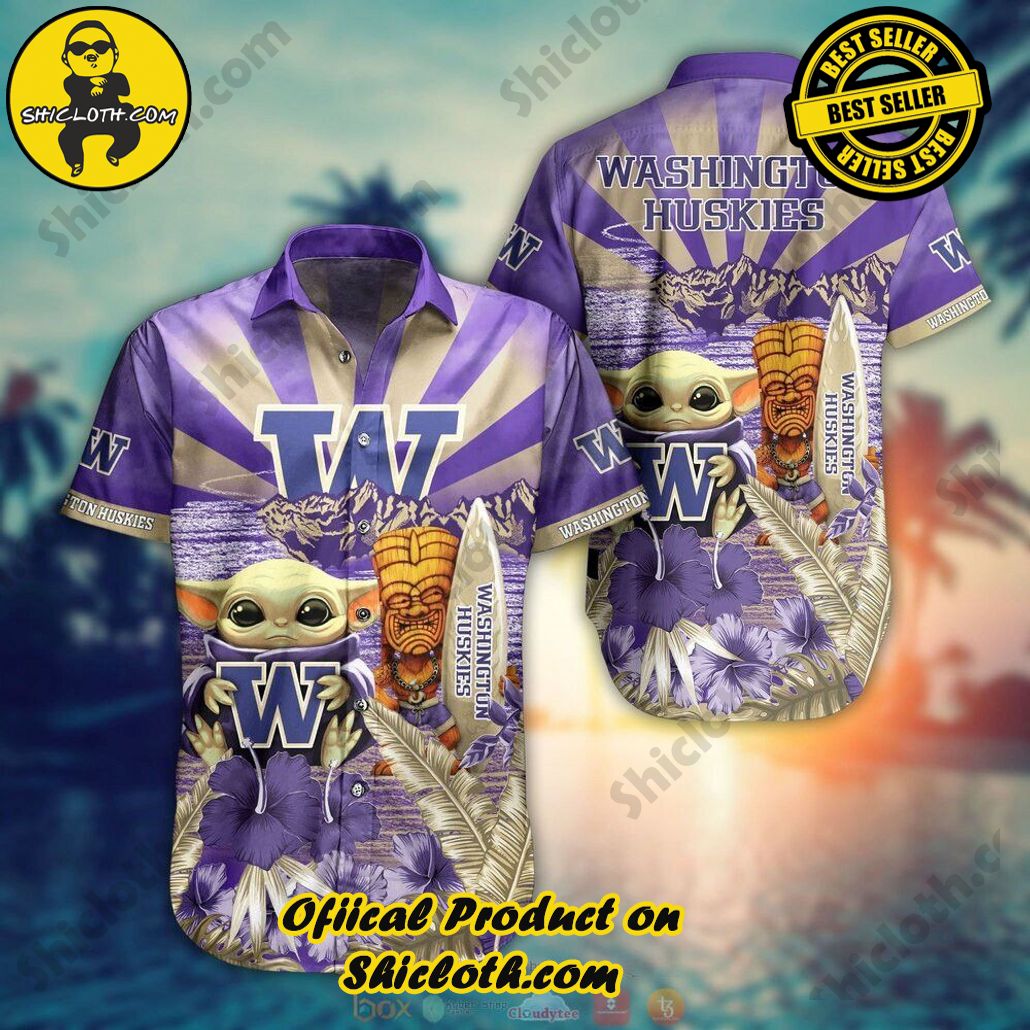 NCAA Washington Huskies Baby Yoda Trendy Hawaiian Shirt Aloha Shirt